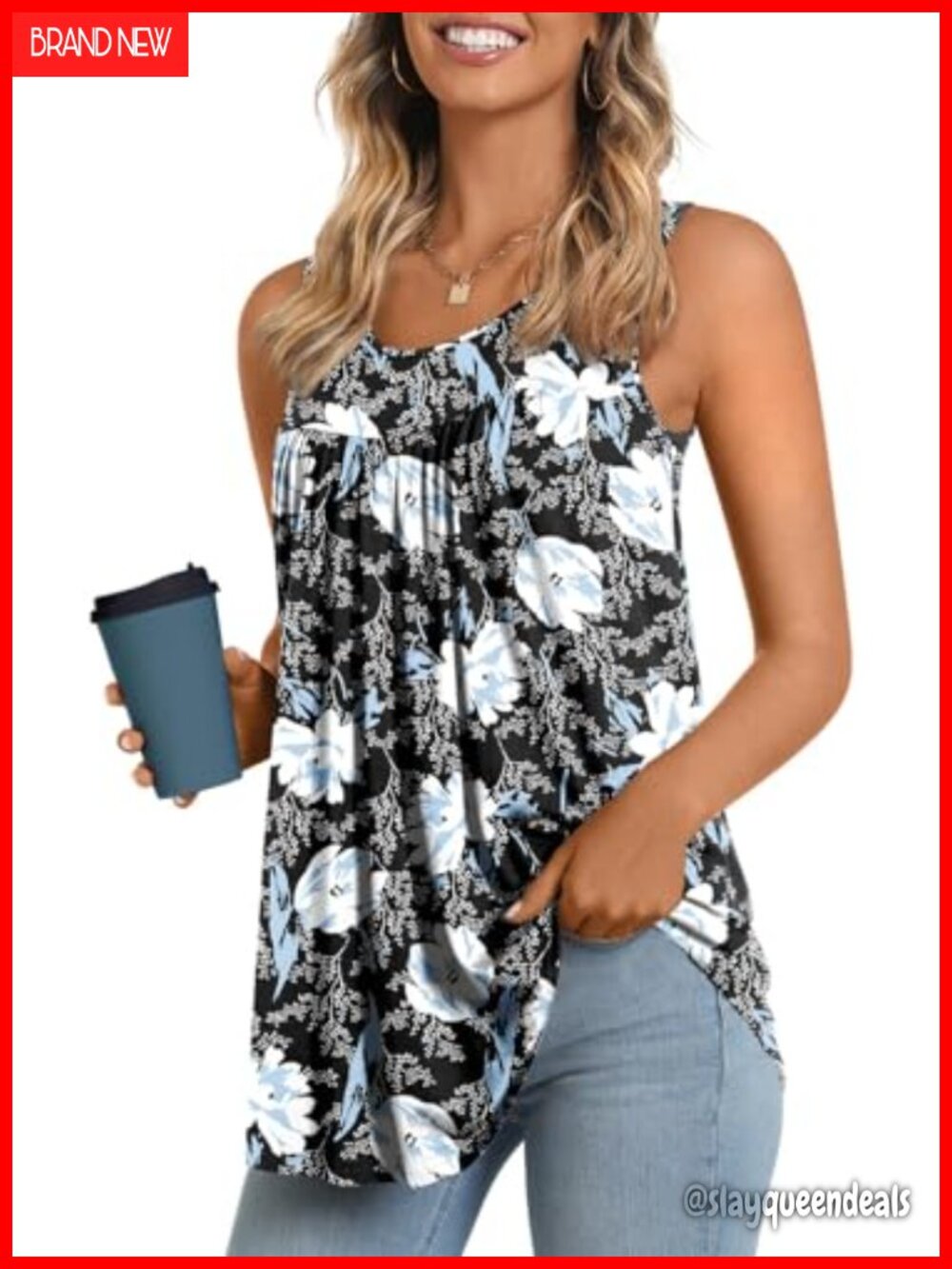Women's Sleeveless Tank Top Loose Fit Summer Casual Tunics Blouse